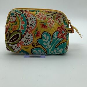 Vera Bradley Yellow and Teal Floral Cosmetic Bag